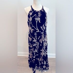 Vince Camuto Velvet Floral Sleeveless Midi Dress